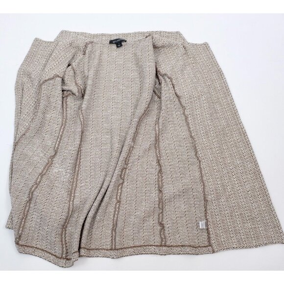 St John Collection sz 6 long jacket coat moss taupe knit open front - Picture 8 of 8